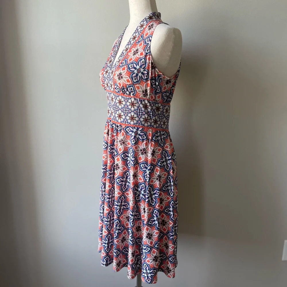 Wisp | Ryenne Jersey Knee-Length Dress | Orange Multicolor | Size 4 Petite - Picture 2 of 5